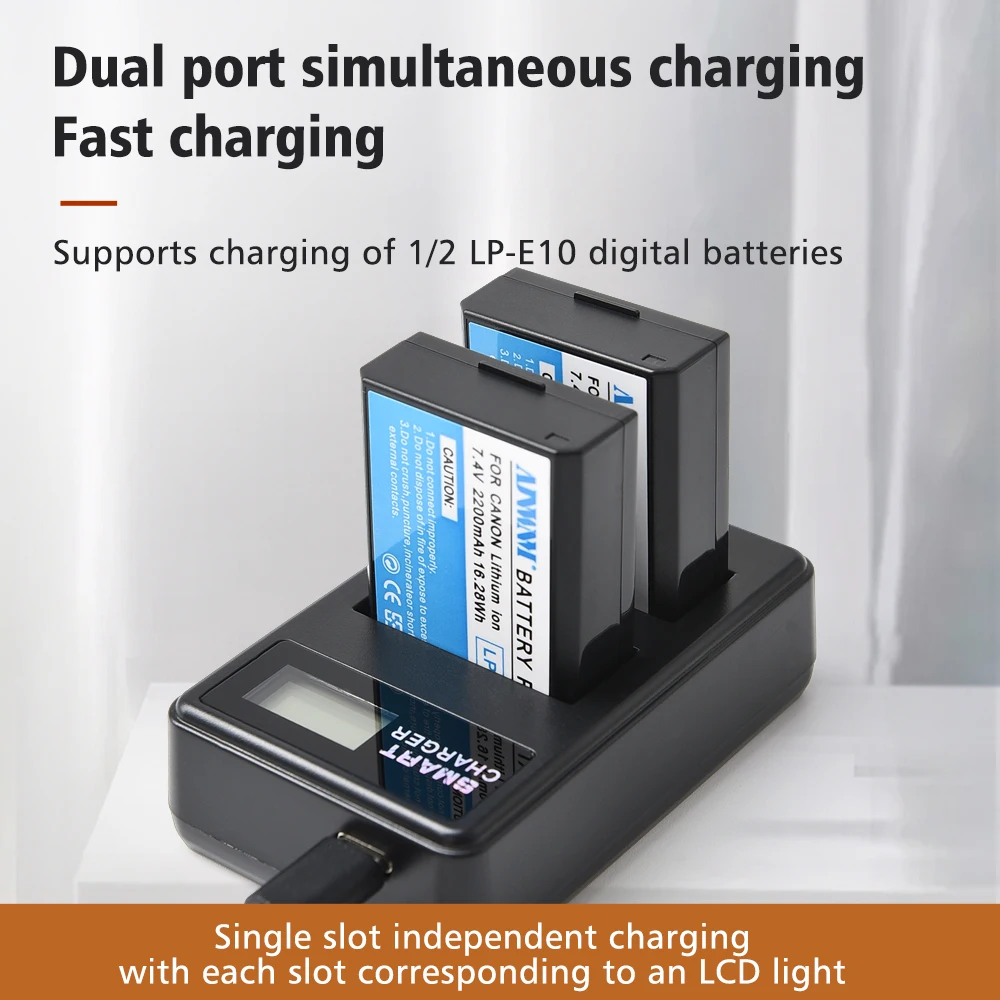 7.4V 2200mAh LP-E10 LP E10 Battery for Canon EOS Rebel T3, T5, T6, T7, Kiss X50, Kiss X70, EOS 1100D 1200D1300D 2000D Camera