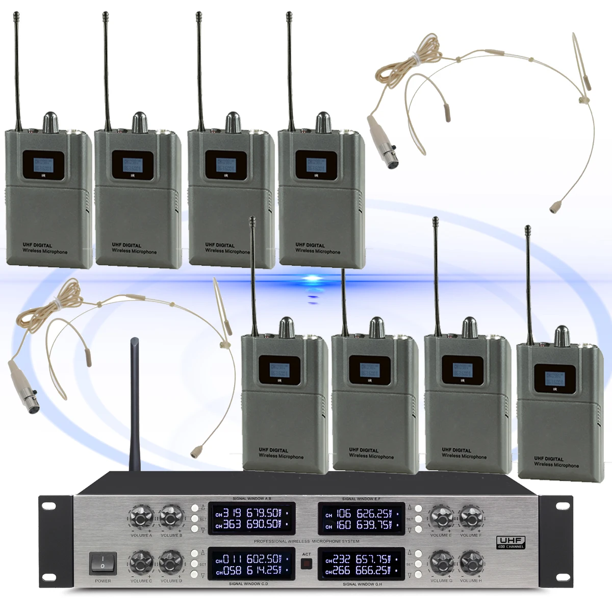 

High-End MiCWL Microflx Digital Wireless Microphone System 8 HeadWorn Lavalier Handehld Stage Sing Conference Meeting Room X800