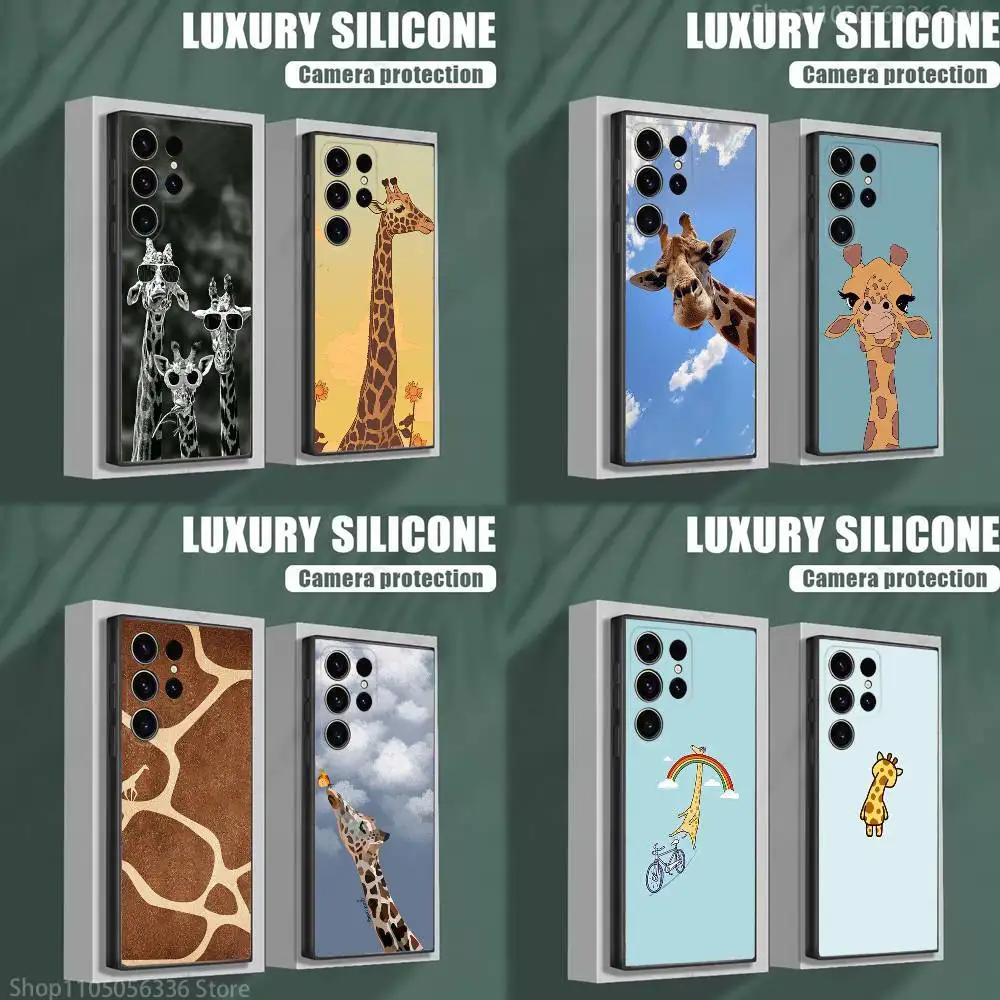 

Cute Funny Animal Giraffe Phone Case For Samsung S25,S24,S23,S22,S21,S20,S10,Ultra,Plus,Lite,FE,Soft Silicone Black Cover