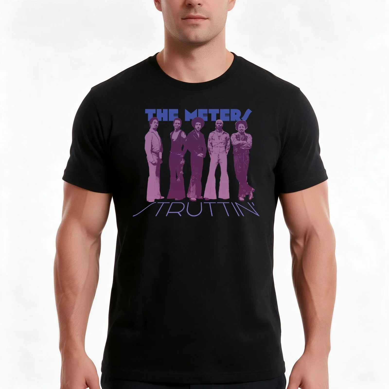 The Meters Struttin T-Shirt Summer Casual Cotton Tee Oversized Streetwear Tops Vintage Graphic Print Loose Fit Short Sleeve