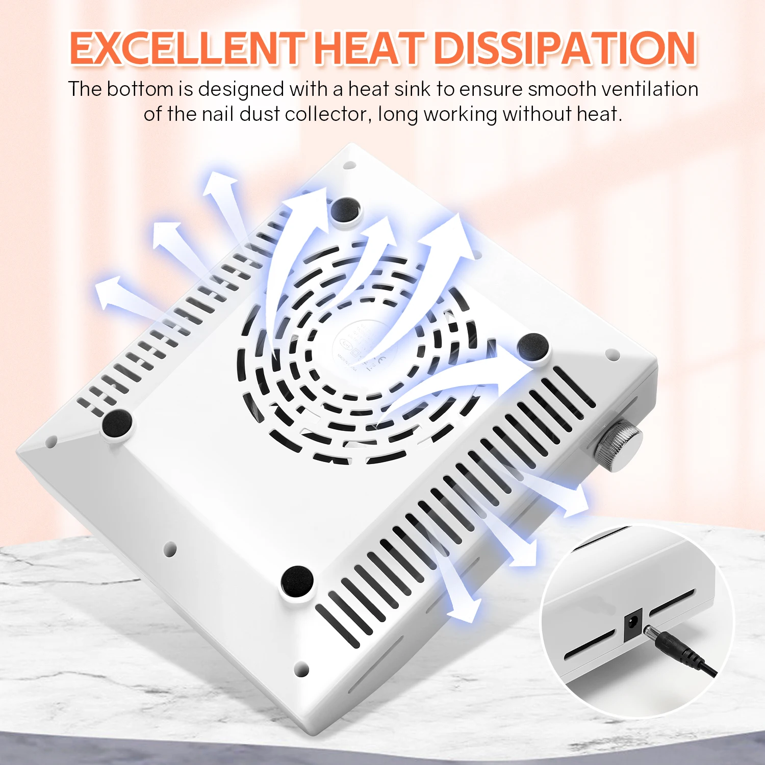 DianaBeauty Powerful Nail Vacuum Cleaner Rechargeable Nail Dust Collector with Reusable Filter Nail Extractor Fan for Manicure