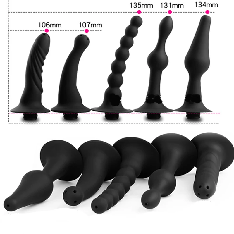 Conjunto de enxágue anal de silicone para homem adulto, Brinquedos sexuais para homens, 5 estilos, ventosa, Flush Pot, Limpador anal, Enema, Masturbador anal, Ferramentas eróticas