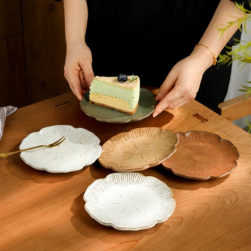 Vintage Ceramic Serving Plates Creative Tableware Cake Small Tray Afternoon Tea Dessert Dim Sum Dishes Light luxury Style