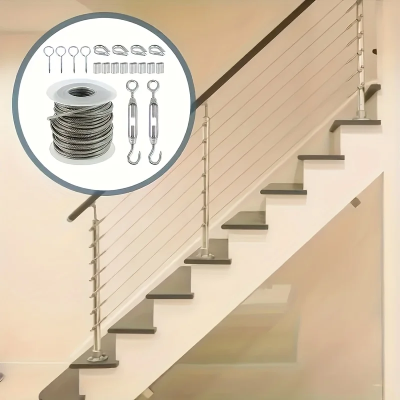 Corda metallica da 2,0 mm, corda per cavi resistente in acciaio inossidabile 304 rivestita in PVC, filo da giardino, ringhiera per cavi, kit recinzione metallica, per corda per tende da esterno, stendibiancheria, corda per serra