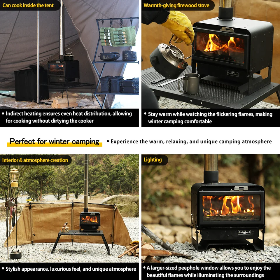 Soomloom Multifunctional Wood Stove KAKA Black Camping Fireplace