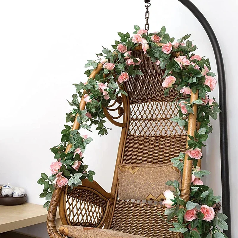 

1.8m Artificial Rose Vine Flowers Green Leaves Garland for Wedding Arch DIY Fake Plant Vine Garden Wall Home Party Spring Decor