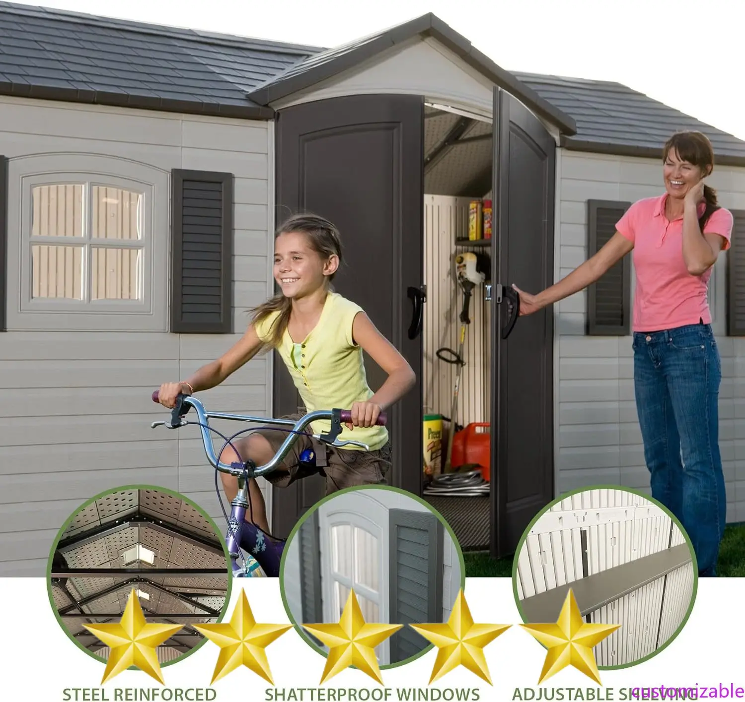 

Customizable 6446 Outdoor Storage Shed, 8 X 15 Foot, Desert Sand