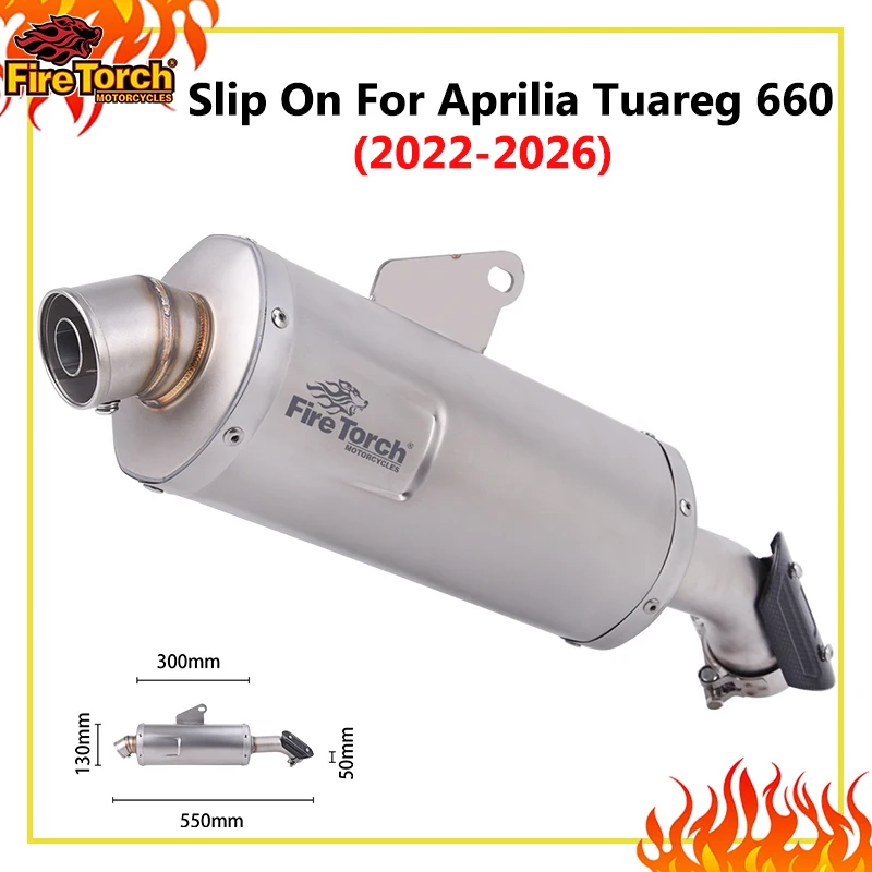 Motorcycle Exhaust Escape Link Pipe Slip On For Aprilia Tuareg 660 2022 - 2026 Muffler DB Killer Carbon Fiber Heat Shield Cover
