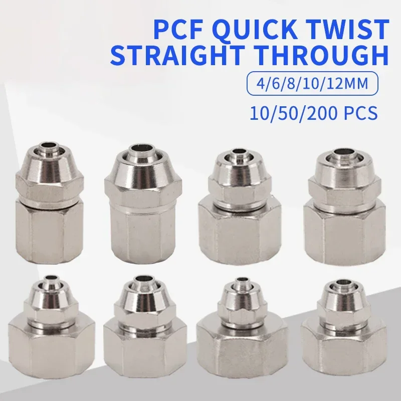 

Pneumatic Twist Fit 4/6/8/10/12mm OD Hose x 1/8" 1/4" 3/8" 1/2" Female Thread Copper nickel plating Air Hose Quick Connector