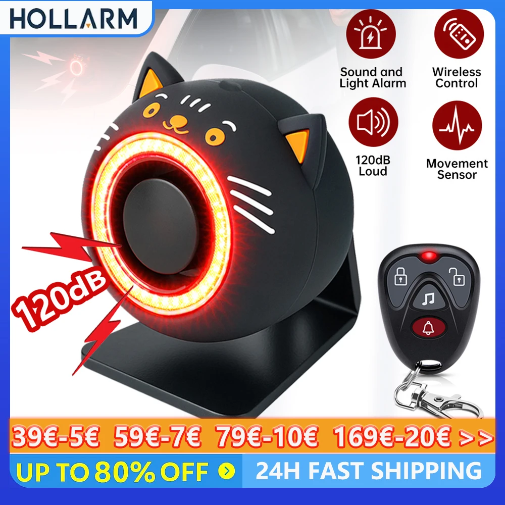 

Hollarm Car Anti-Theft Alarm 120dB Automobile Vibration Sound and Light Alarm Car Burglar Sensor Audible And Visual Alarm Module