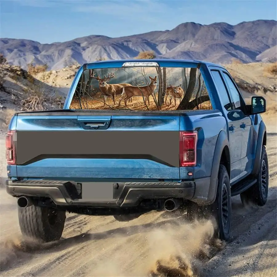 147cm x 46cm Rear Window Sticker - Forest Deer Family Graphic Decal for Jeep Truck SUV