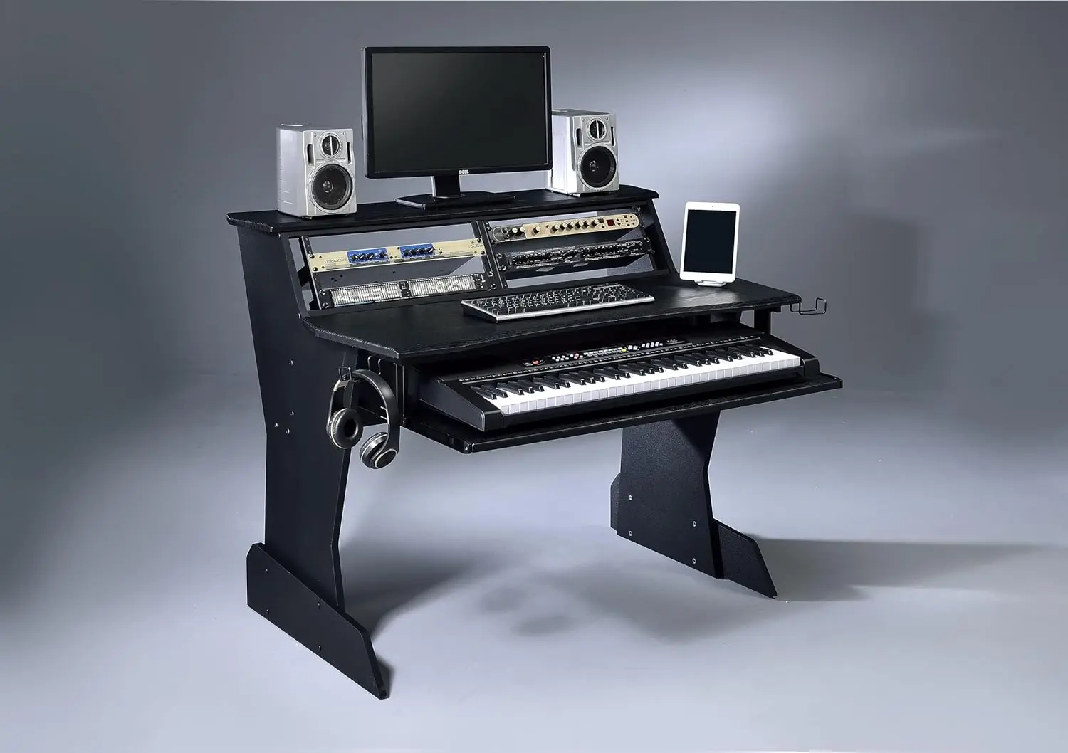 BE200 Series Music Studio Desk Workstation with 2 x 4U Rack (Black)