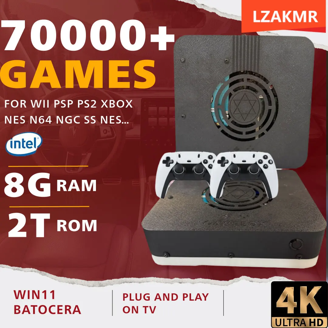 Super Console X3 Plug and Play on TV I3-3110M Game Console 2T HDD 70000+Games For Wii PS2 N64 PSP GameCube N64 Wireless handle