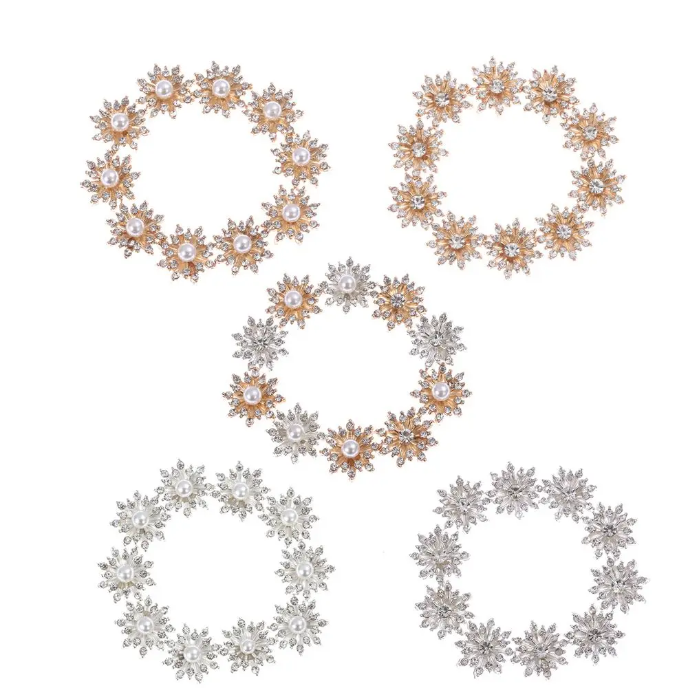 10PCS 16MM Rhinestone Snowflake Buttons Flatback Plating Pearl Hairpin Decoration DIY Craft Apparel Sewing Accessories