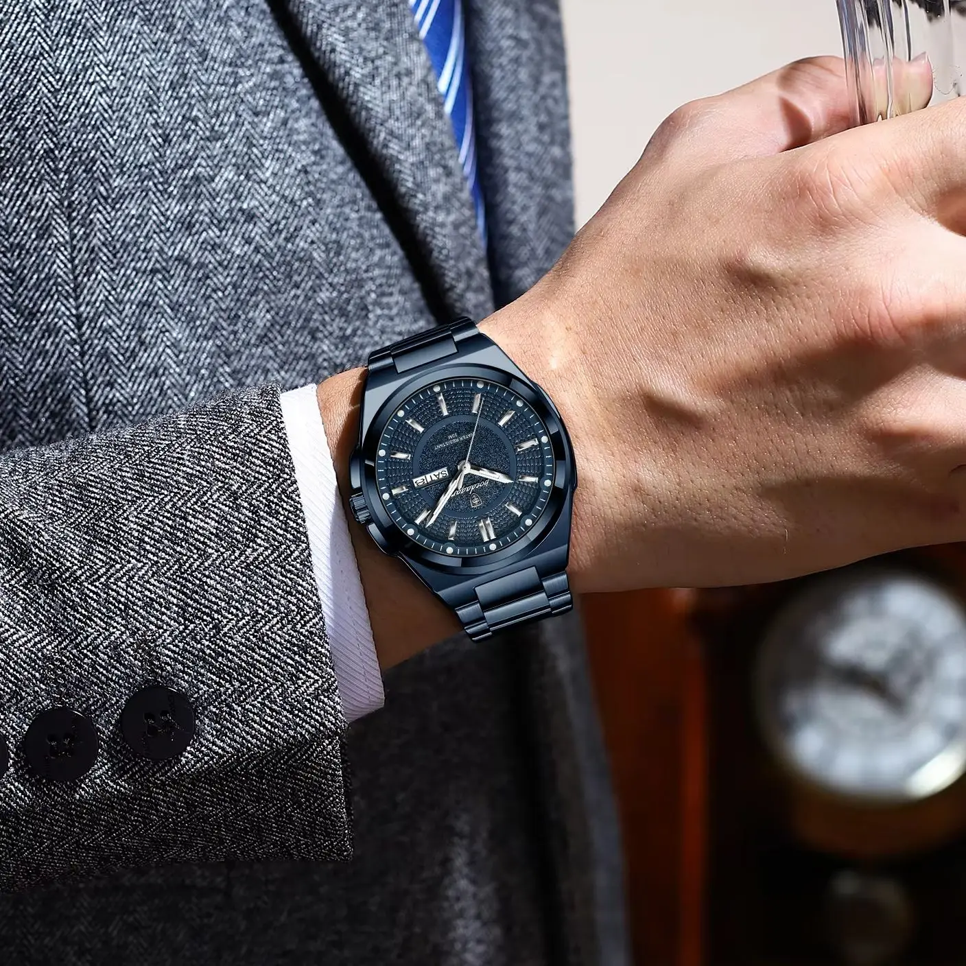POEDAGAR Original Business Quartz Men Wristwatch High Quality Stainless Steel Waterproof Luminous Stylish Man Watch Date Week Fashion Casual Men's Watches image 7