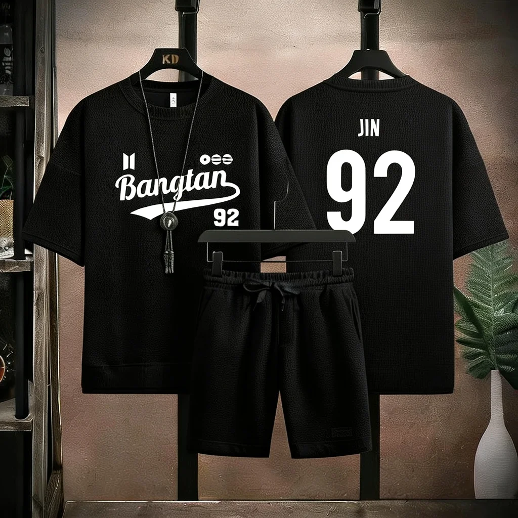 

Junkwui 97 Pattern T-shirt - K-pop music group short sleeve. Junkwui Kim Min Saja Ju Ho T-shirt. Casual set of 2 pieces. Fan.