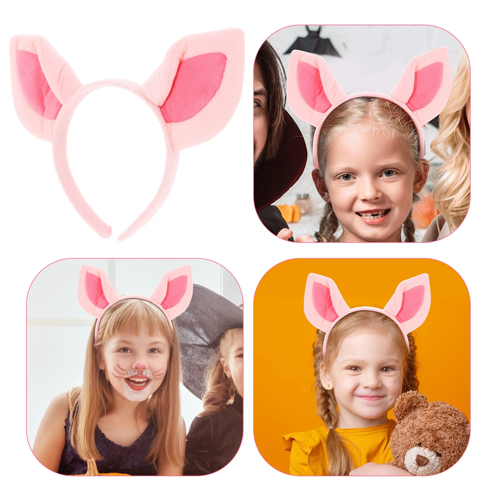 

Pig Ear Headband Pink Clothes Dress up Hair Hoop Earphone Puppy Headwear Ears Fancy Stuffed Bunny