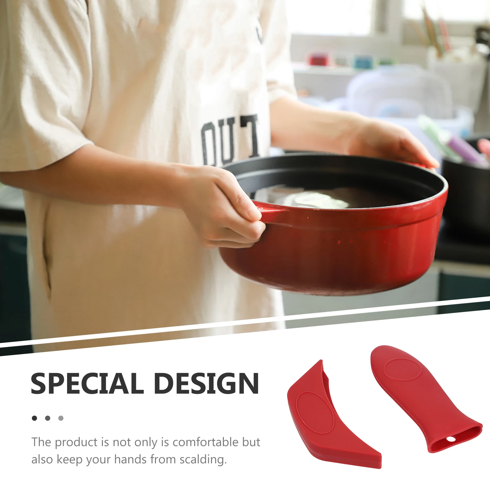

2 Pcs Non-slip Silicone Insulated Pot Handle Cover Grip Sleeves Silica Gel Potholder Protector