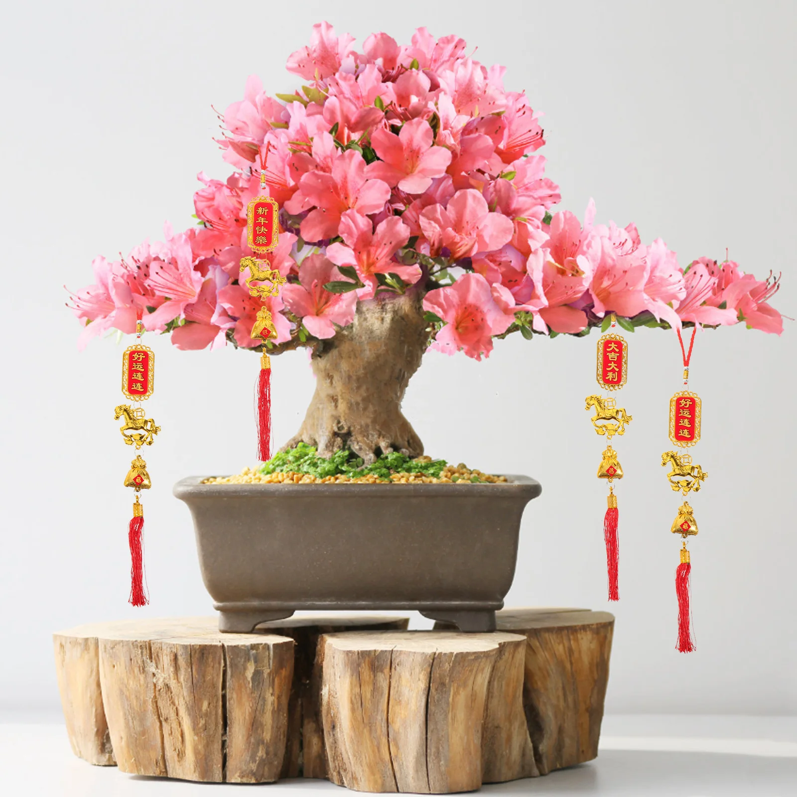 6pcs 2026 Horse Year Pendant Red Tassel Hanging Decor For Lunar New Year Money Tree Bonsai Chinese Zodiac Ornament Festival Luck
