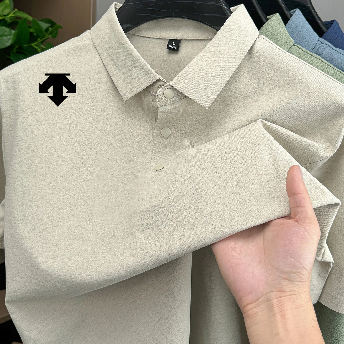 Ice Silk Quick-dry Men's Summer New Polo Shirt Anti-wrinkle Soft Breathable Business Golf Short Sleeve Fashion Offset Print Tee