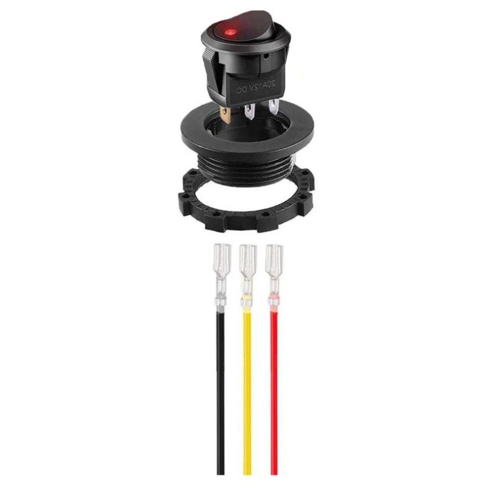 Automotive Dashboard Switch 12V Round Rocker Switch 3 Pin SPST Configuration Dustproof Plastic Housing Switch Yellow
