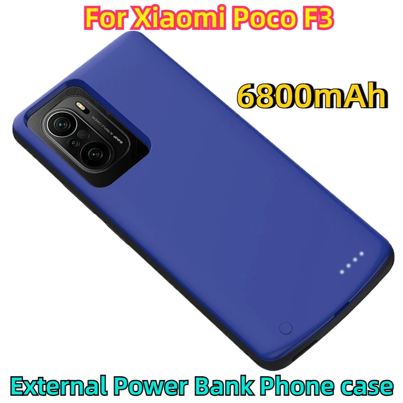 For Xiaomi Poco F3 charging cases Portable Silm Silicone Shockproof External Power Bank Phone case 6800mAh battery charger case