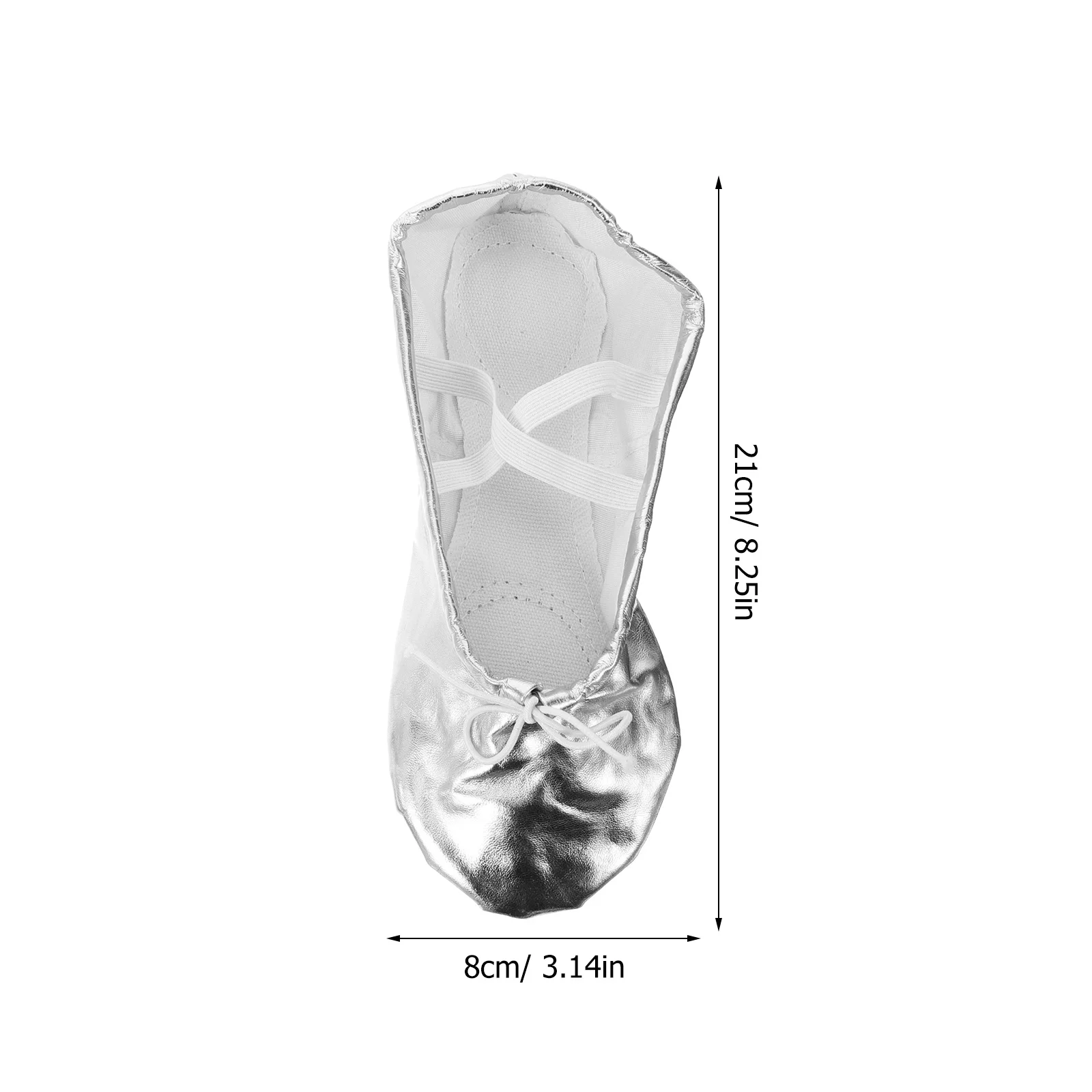 Sapatilhas de balé pu com sola antiderrapante, superfície brilhante para crianças, meninas, prática de dança de balé, prata, tamanho 34, sapatos de ioga para crianças