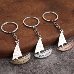 Fashion Sailboat Keychains Bag Ornament Buckle Metal Car Pendant Buckle One Sail Wind And Meaning Key Ring Travel Gifts