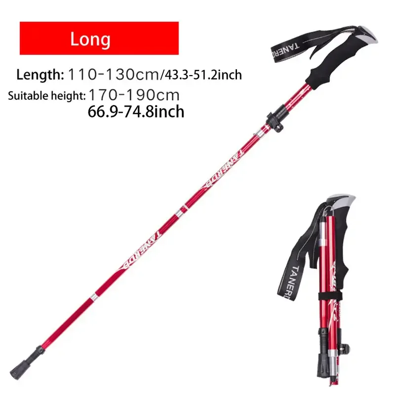 

5-Section Outdoor Fold Trekking Pole Camping Portable Walking Hiking Stick For Nordic Elderly Telescopic Club Easy Put Into Bag