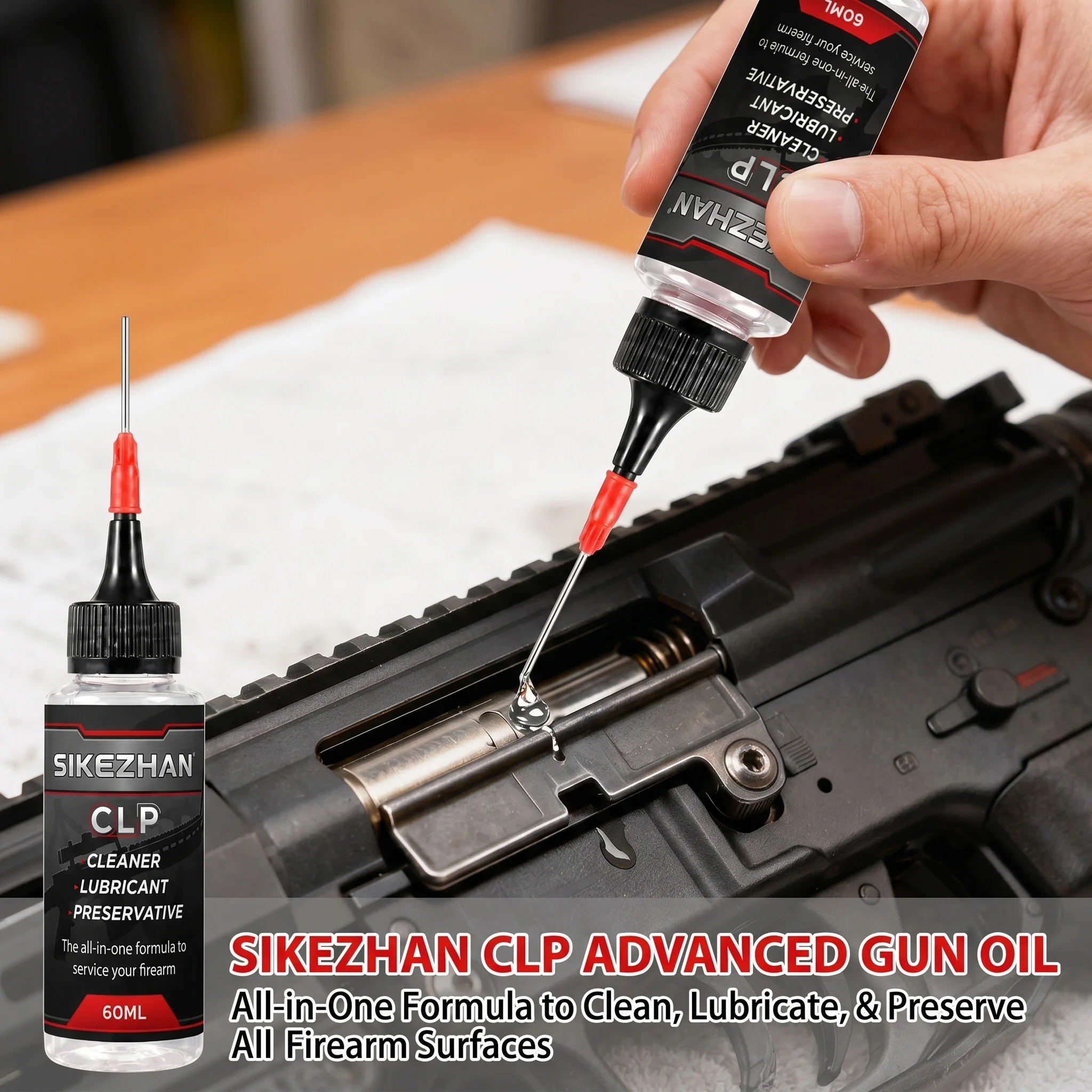 SIKEZHAN Gun Oil CLP 60ml Advanced Cleaner Lubricant with Precision Applicator for Essential Rifle Pistol Shotgun Maintenance