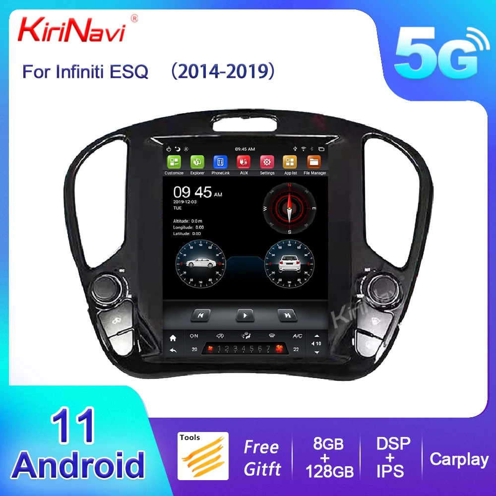 KiriNavi Vertical Screen Tesla Style Android 11 For Infiniti ESQ Nissan Juke Car DVD Multimedia Player Auto Radio GPS Navigation