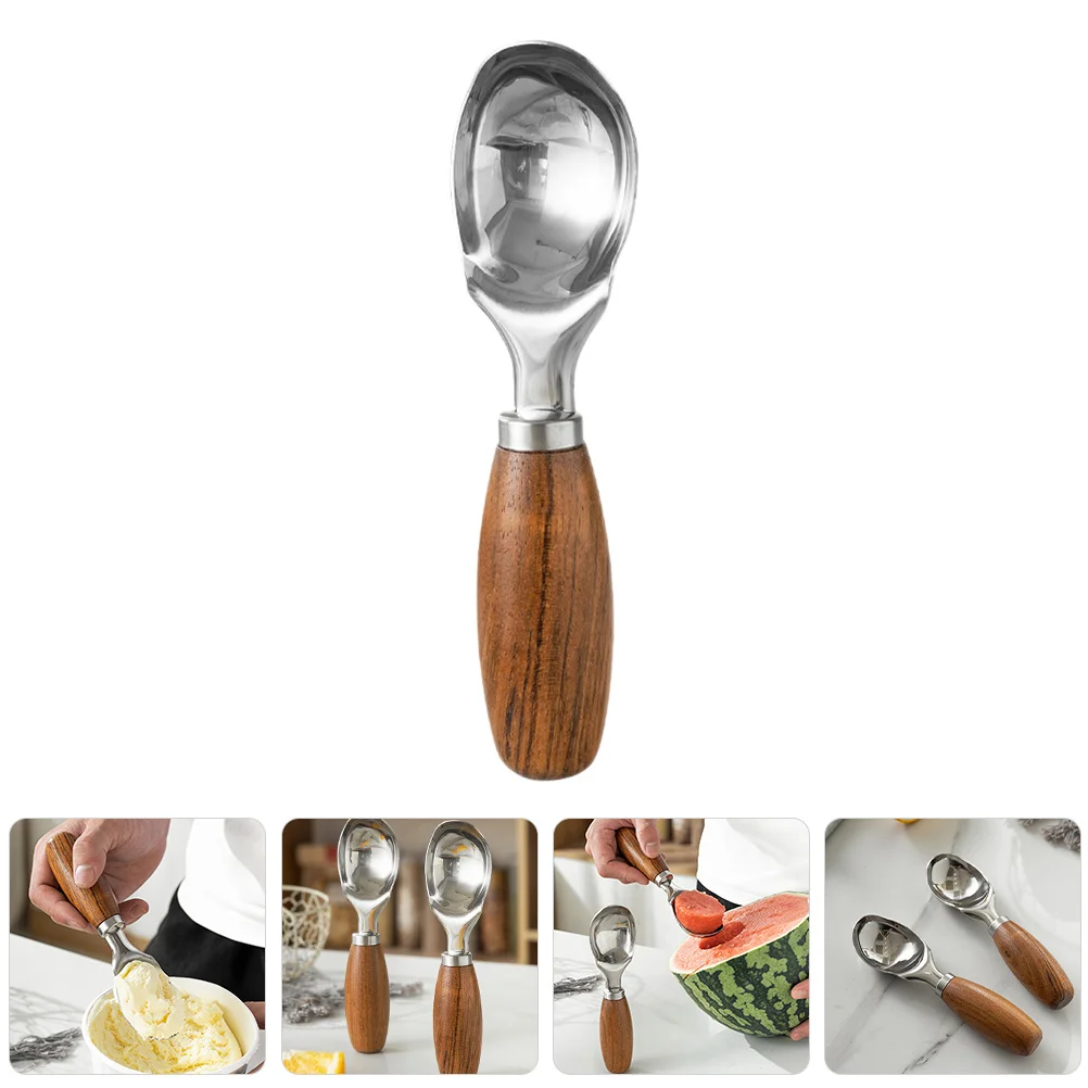 ที่ตักไอศกรีม ด้ามไม้ วัสดุปลอดภัย แข็งแรง ไม่ลื่น ช้อนตักขนมหวาน ช้อนตักไอศกรีม