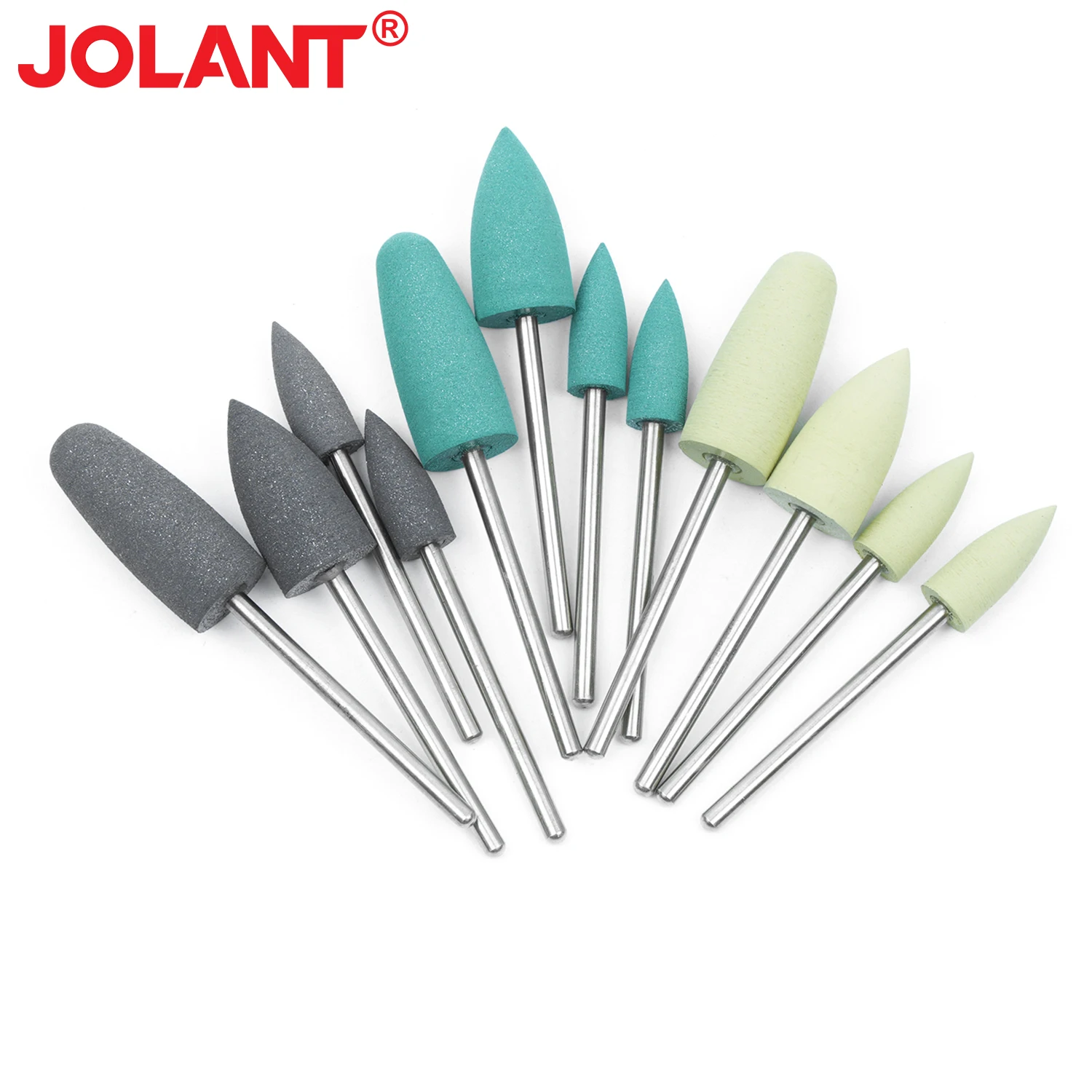 

JOLANT 12pcs/Kit Dental Diamond Burs Hidden Denture Resin Base Polishing Kits for Low Speed HP 0412 Dentistry Tools