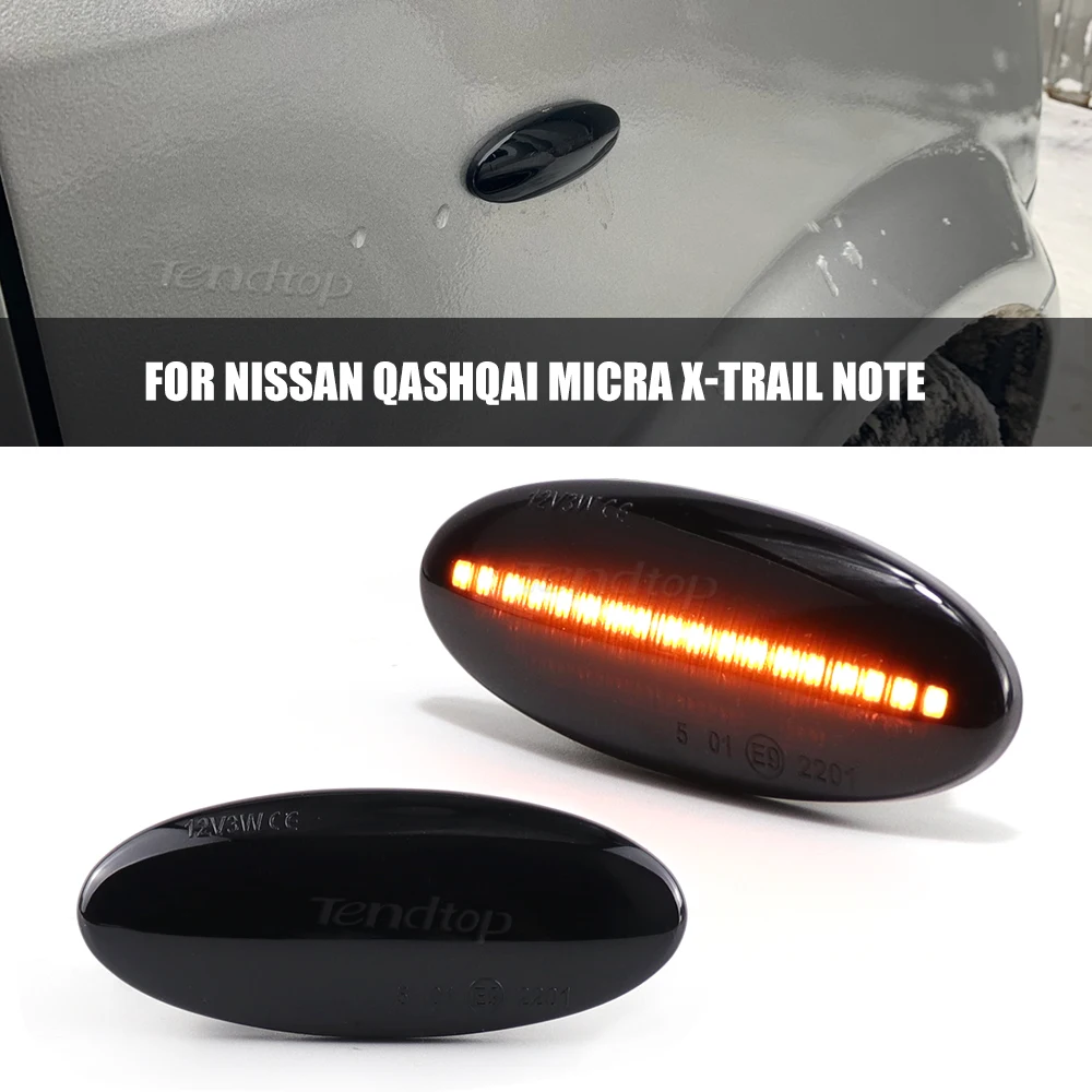 2Pc Car Dynamic LED Side Marker Lihgt For Nissan Qashqai Dualis Juke Micra March Micra CUBE EVALIA Note X-Trail LEAF Turn Signal