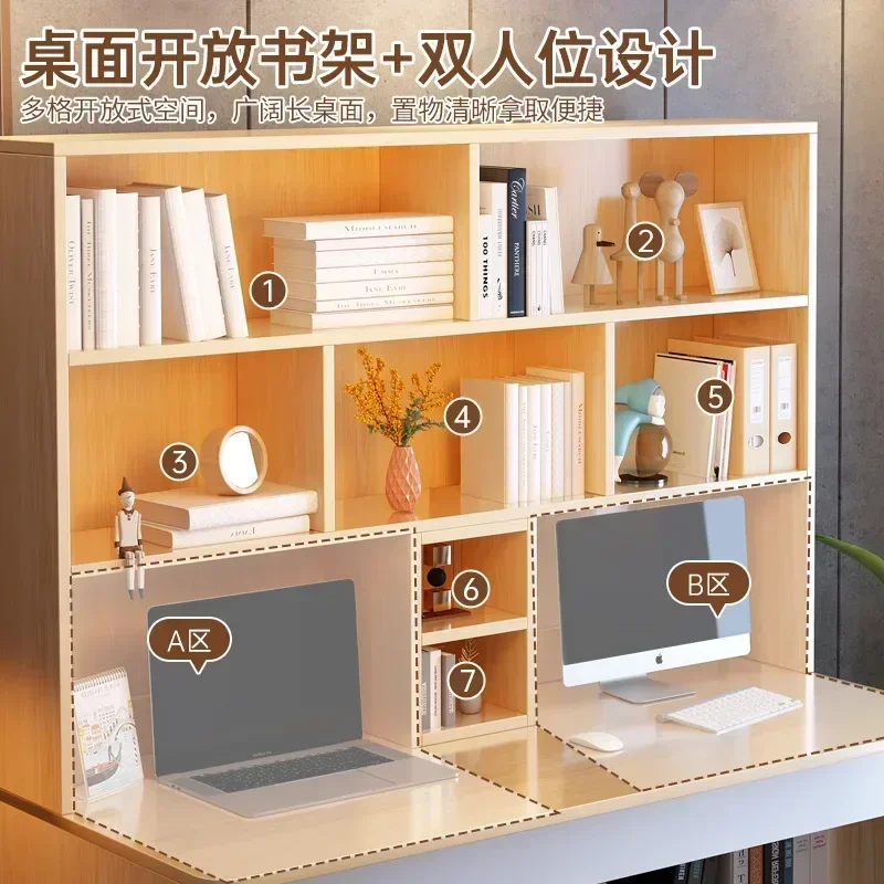 Bookshelf Integrated Computer Desk Desktop Home Bedroom Student Study Double Writing Desk Simple Office Table