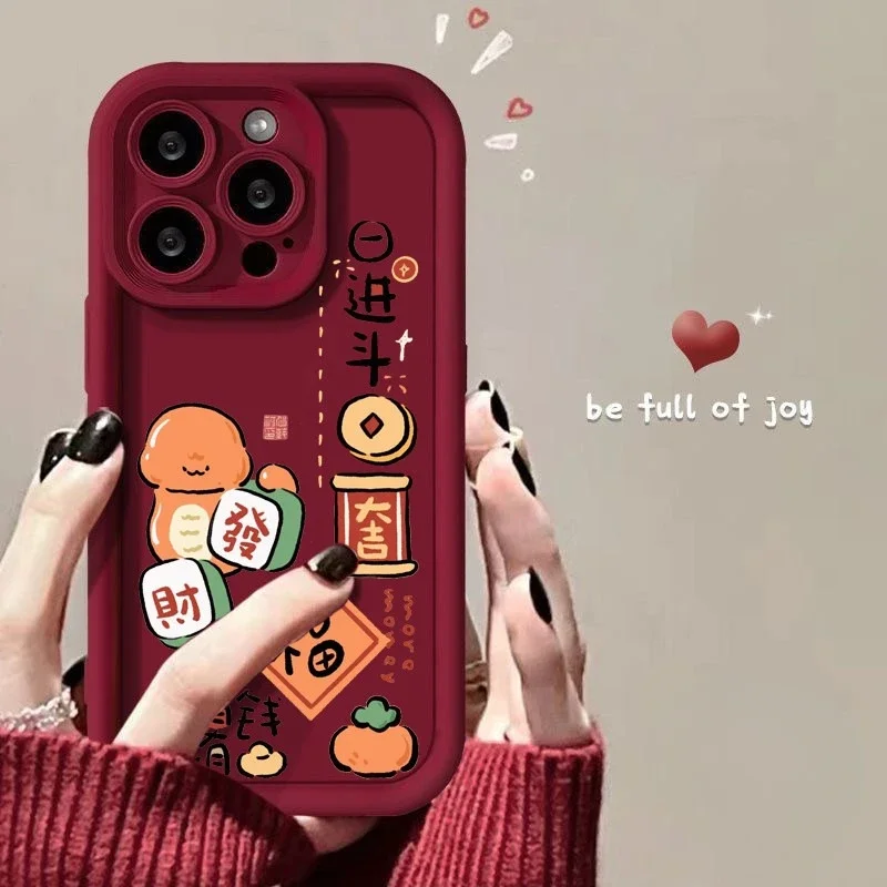 ل Realme Narzo 60X 50 50A Prime 30 N55 N53 نوت 50 GT 5 Pro Master U1 Q3 C3 C2 جراب هاتف السنة الجديدة لطيف غني محظوظ غطاء ناعم