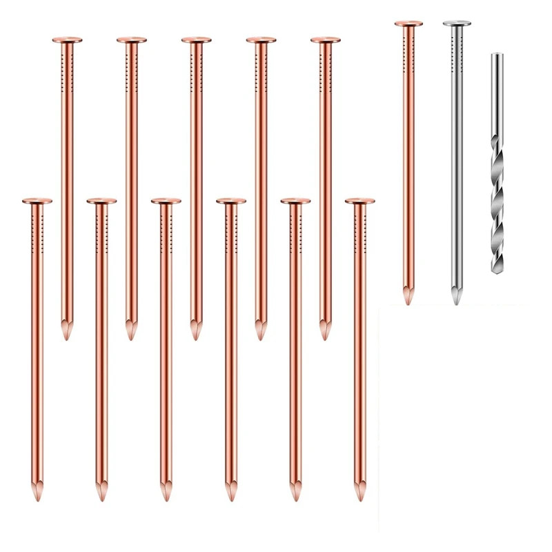 Pure Copper Nails Bulk Kit, Stump Removal Spikes, Hardware Pregos para Árvores, 3.5 ", 14Pcs