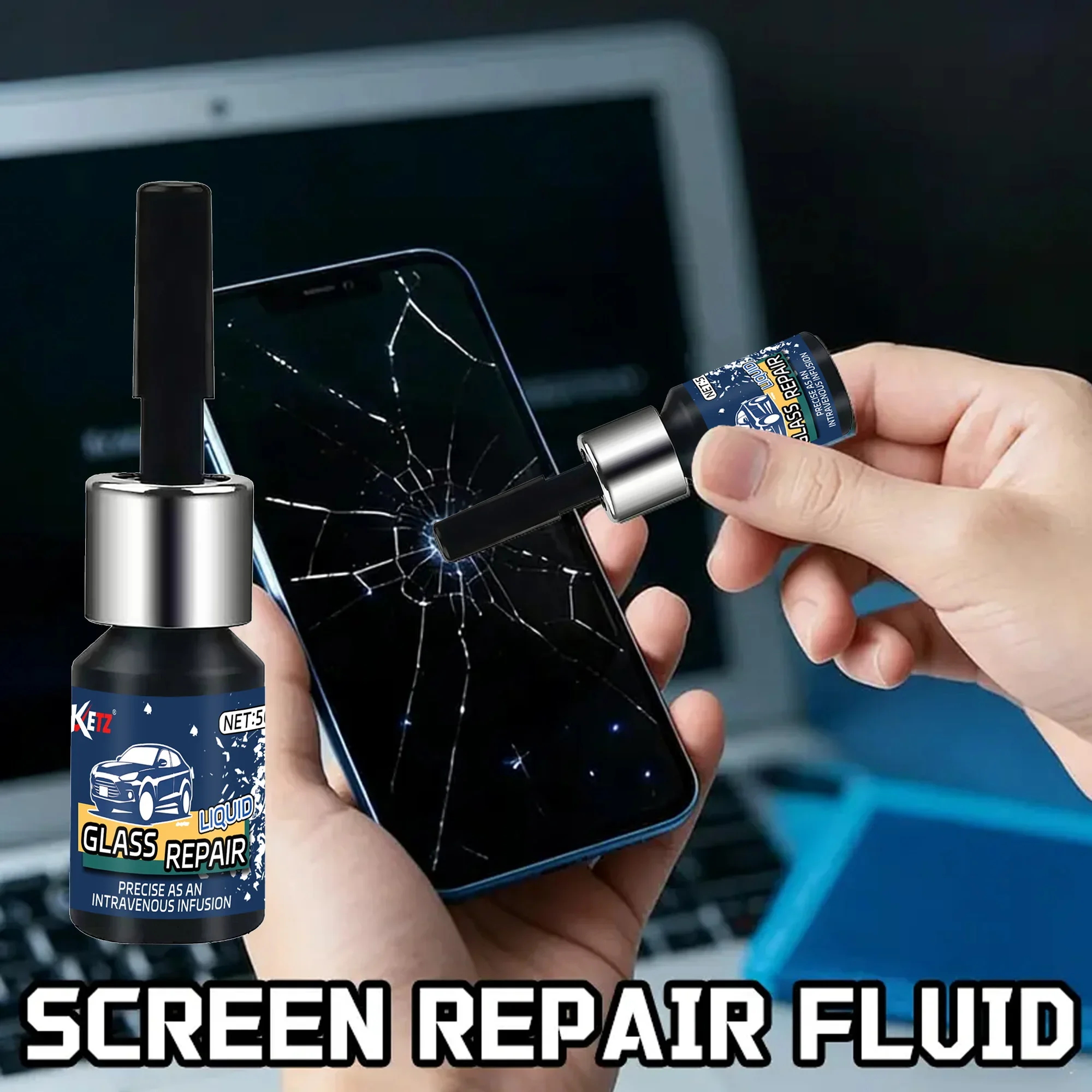 Glasreparaturset, Schnelltrocknende Nano-Flüssigkeit zur Rissreparatur für Autofenster, Telefon, Uhr, Kamera, Schrankglas – Detail 10