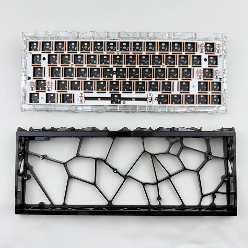 ransparent Hollow Out Mechanical Keyboard Kit Customized ARGB Hot Swap Wired Single-mode 63 Keys Support Driver Key Change DIY