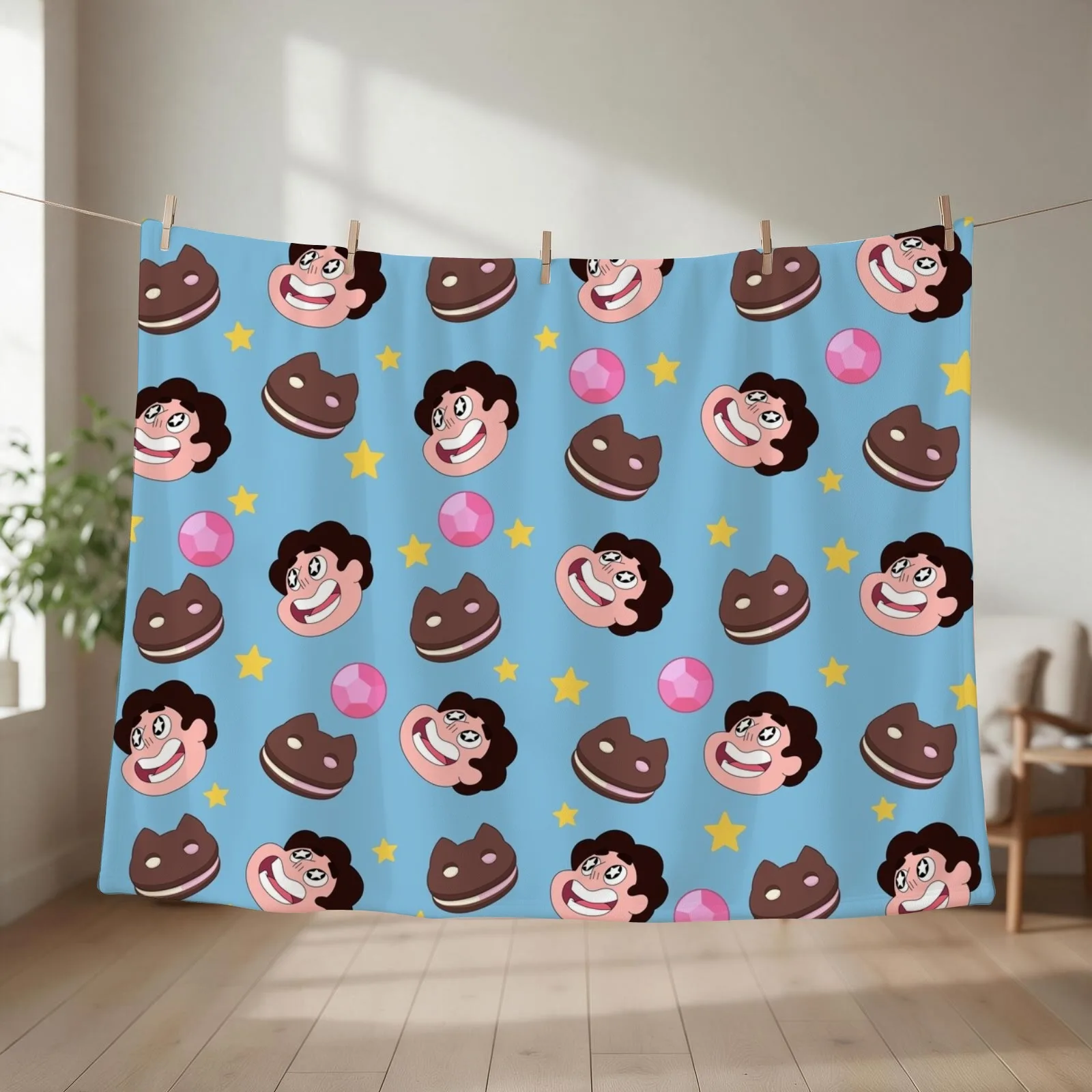 Steven Universe pattern Throw Blanket Plaid Flannel Fabric Thins Furrys Blankets