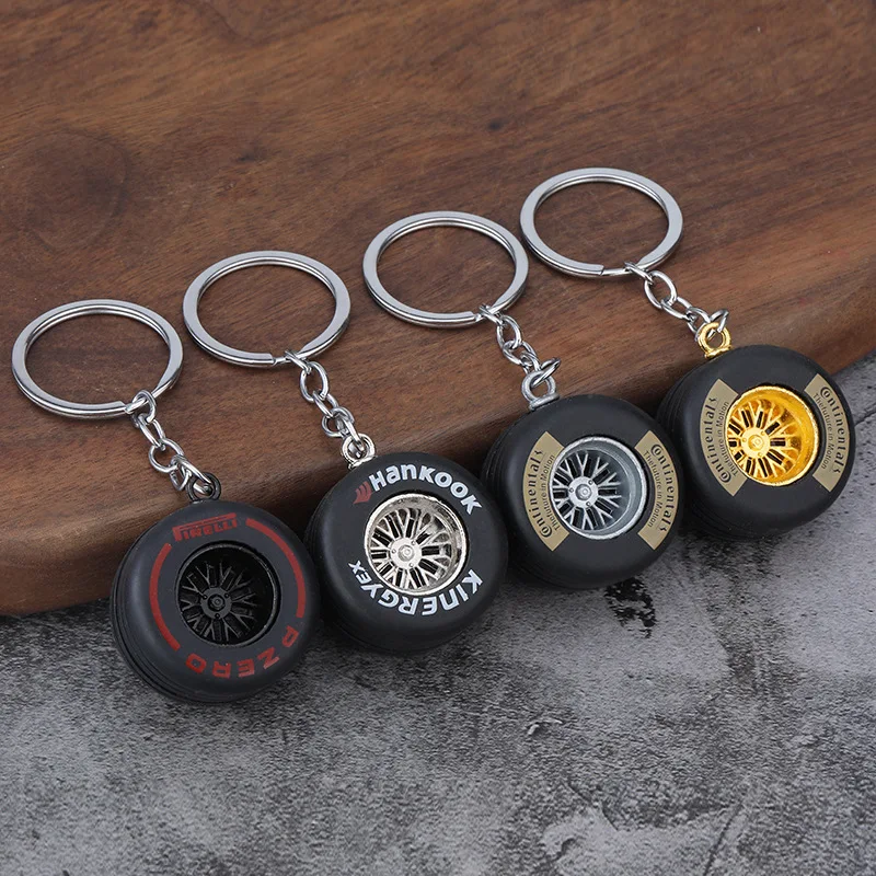 

Metal Car Wheel Hub Keychain Creative Car Keyring Pendant Gift Car Mini Tire Wheel Key Chain Auto Repair Parts