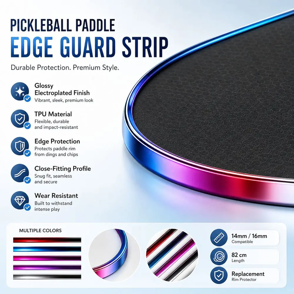 Gradient Finish Pickleball Paddle Edge Guard Electroplated Appearance Close Fitting Paddle Edge Guard Strip Protective Trim