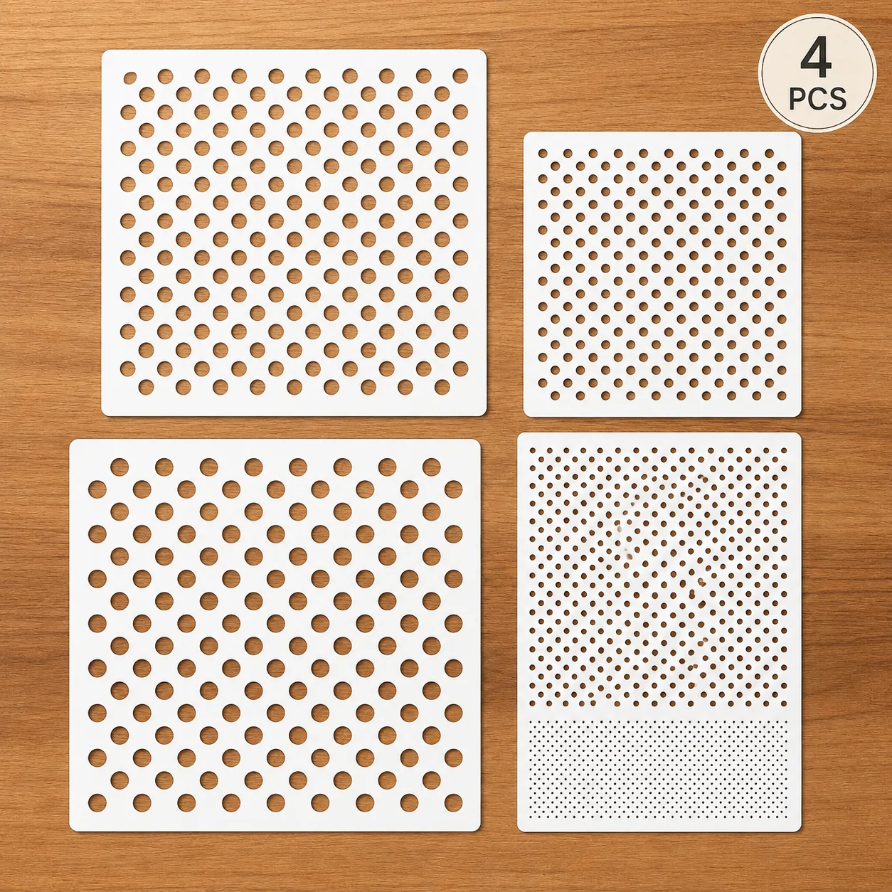 4PCS Dot Stencil Set A4 8.3 x 11.7 in, 7.9, 9.8, 11.8 in Reusable Painting Templates for DIY Wall Wood Fabric Decor