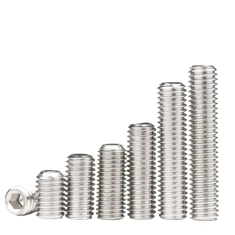 Parafuso sem cabeça m2 m2.5 m3 m4 m5 m6 m8 din916 304 inoxidável hexágono soquete allen copo ponto diy conjunto maçanetas da porta parafuso torneira