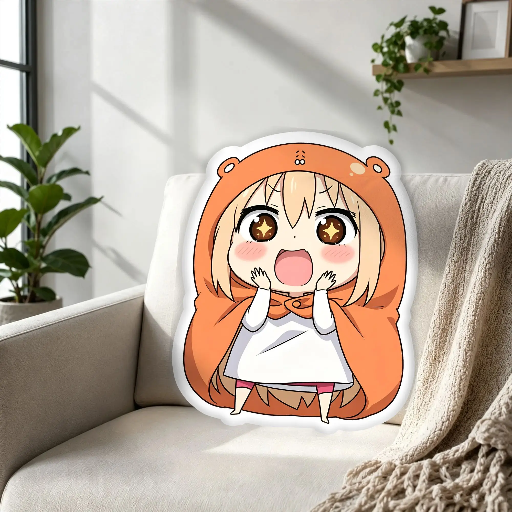 Customized Photo Orange Hood Girl Stuffed Throw Pillows Modern Japan Cushions Pillow for Bed Bedroom Sofa Home Decoration