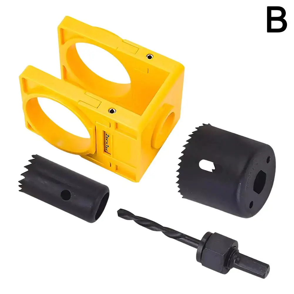Conjunto de instalação de fechadura de porta de 1-3/8 "- 1-3/4" com modelo de guia, kit de serra de buraco de fechadura de porta para portas de madeira K1q4