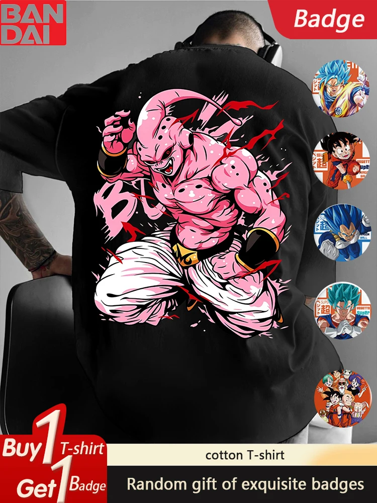 

Dragon Ball Animation GOKU Majin Buu Printed T-Shirt Summer Classic Loose Men's and Women's Crew Neck Cotton Short Sleeves