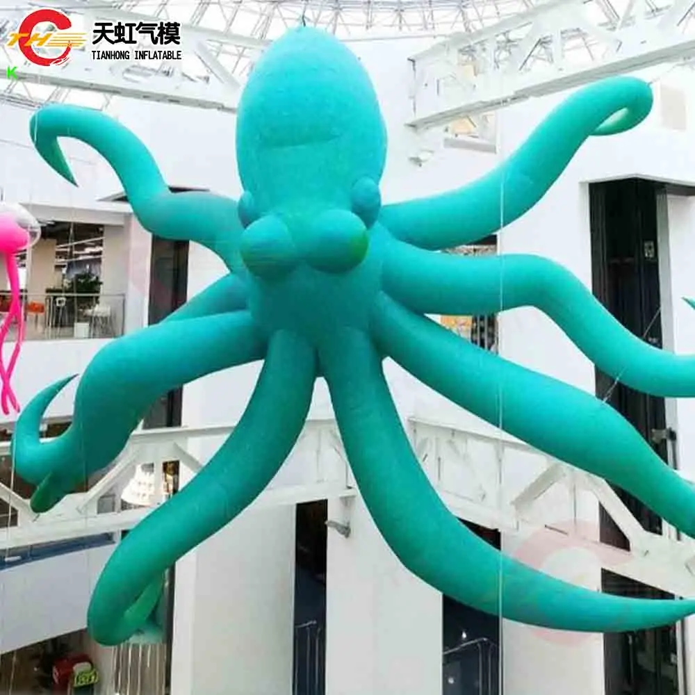 

Быстрая воздушная доставка, гигантская надувная модель осьминога для украшения торгового центра, зеленая, синяя, реплика рыбы осьминога для украшения парка развлечений