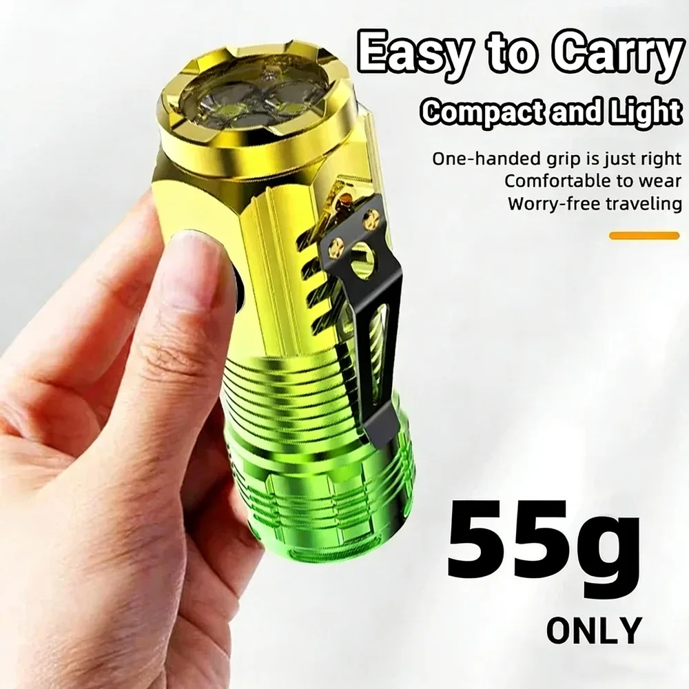 MINI High Power LED Flashlight Built-in Battery Rechargeable with Pen Clip Torch Outdoor Waterproof Camping Emergency Lantern
