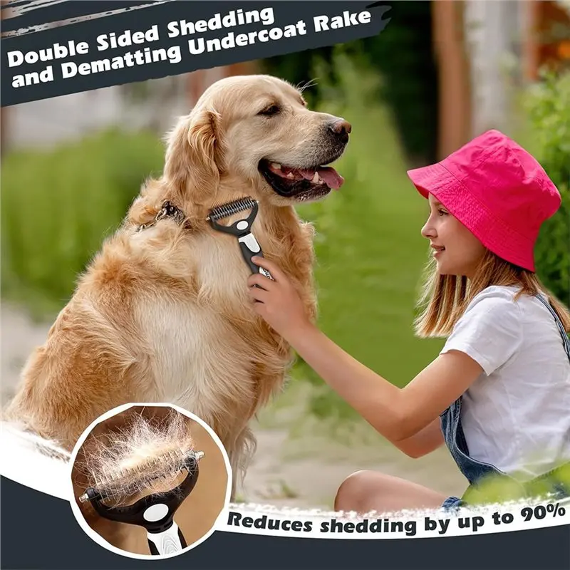 NEW HOT In Stock-Slicker Brush, Rake& Bath Brush 3PCS Pet Grooming Kit For Dogs, Cats& Horses Skin-Friendly,Self-Cleaning Tools view 6
